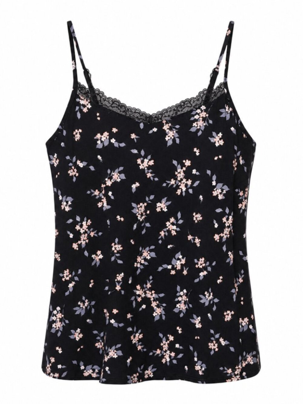 Torrid Black Micro Floral Lace Trim V Neck Feminine Cami Stretch Tank Size Large
